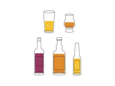 Drink icons 2 alcohol beer bottle dram drink icons illustration pint whisky wine