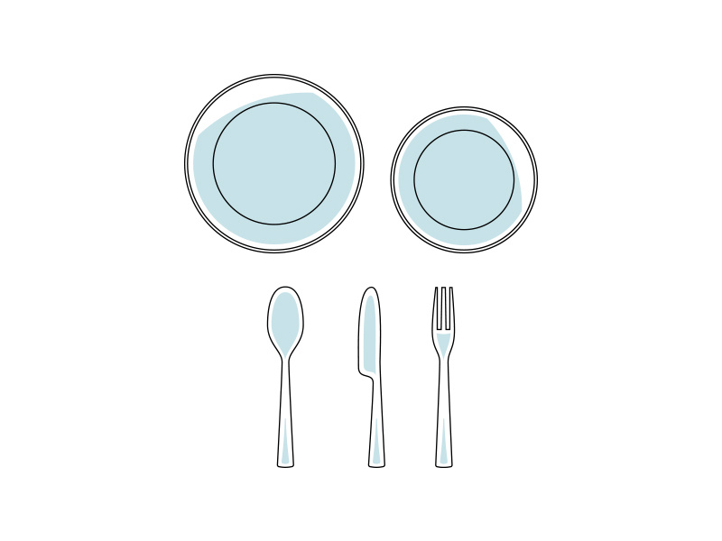 Tableware icons flat clean tableware cutlery fork knife spoon plates iconography icons