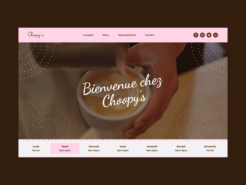 Choopy's Cupcakes & Coffee Shop art direction brown clean coffee shop cupcakes minimal pink ui ux webdesign website