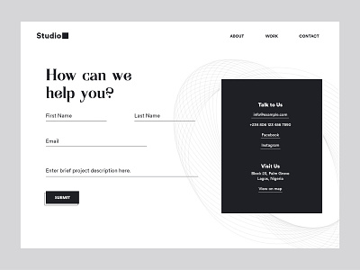 Contact Form User Interface for Studio ui web