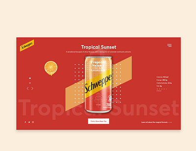 Landing page exploration for Schweppes design flat ui web website