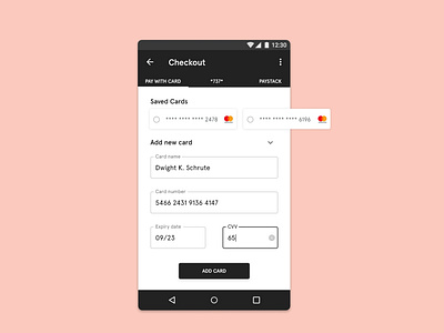 Credit Card Checkout - Daily UI 002 android design flat material design mobile ui