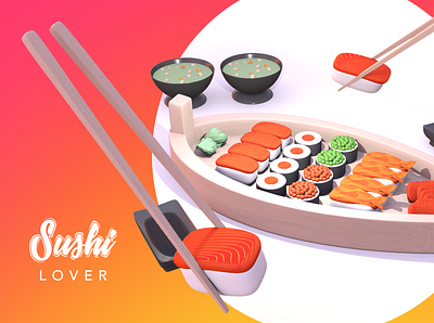 Sushi 3d 3d art illustration vectary vectary 3d