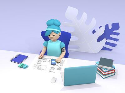 UI UX Designer 3d 3d art illustration vectary vectary 3d