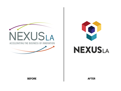 NexusLA Logo Redesign Before & After before and after brand brand identity branding brandon grotesque icon logo wordmark