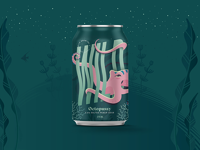 Wild Brewing Co. Octopussy beer design illustration label ocean octopus packaging peach sea sour wild