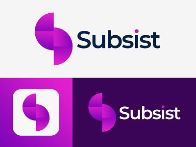 Subsist Company Logo Design brand identity branding gradient logo logo design monogram pictorialmark s letter s logo symbol wordmark