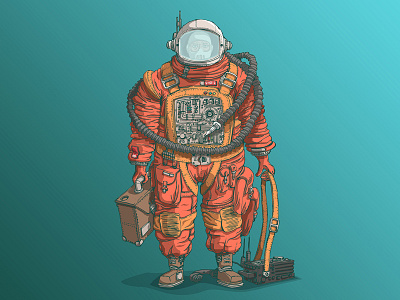 The Martian 2_0 astronaut details illustration martian suit suitcase technology