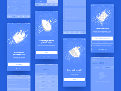 Onboarding Screens and more app application button graphic ios mobile onboarding shield ui ux wallet wireframe