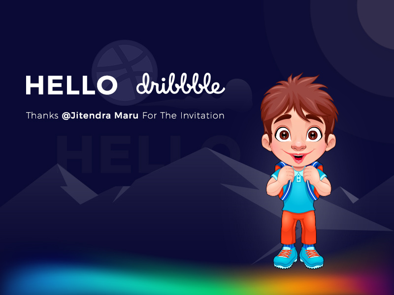Hello Dribbble! photoshop illustration invitation hello shot first dribbble explorer dribbblers debut 2018