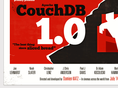 Celebrating CouchDB 1.0 black couchdb couchio movie poster red splash vintage white