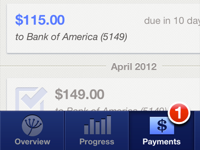 ReadyForZero iPhone App Payments app feed financial icons iphone money numbers payments readyforzero tab bar tabs ui