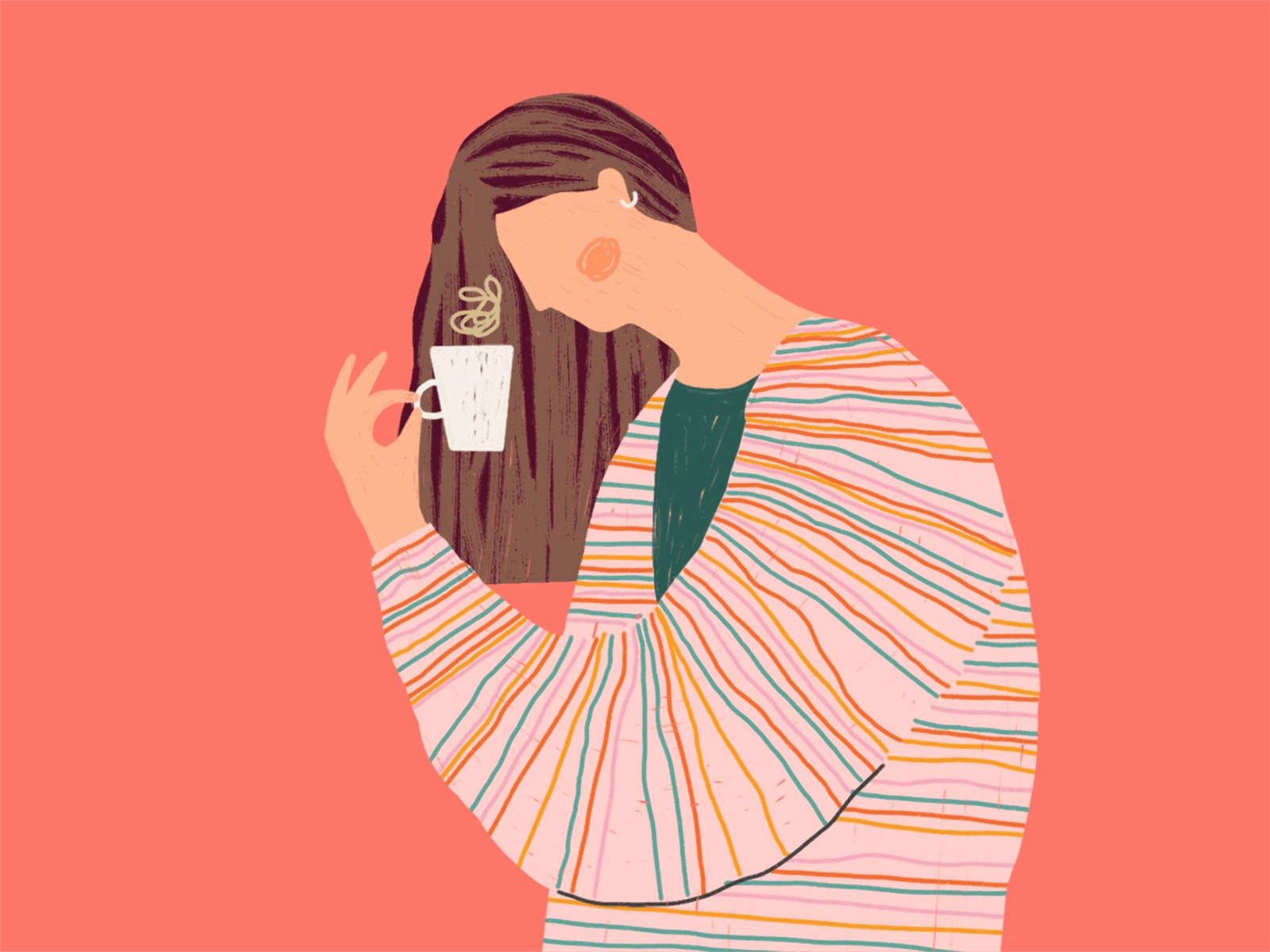 Morning Coffee animation coffee girl illustrator morning portrait procreate sweater