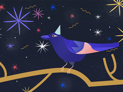 Happy New Year 2018 bird fireworks happy newyear