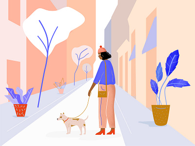 Barcelona barcelona dog february girl leaf plants spring trees walking winter