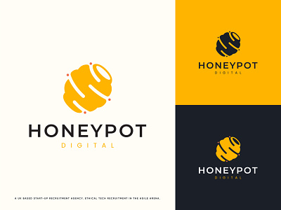 Honeypot Digital logo 99design bee beehive brand identity branding branding design design honeybee honeycomb honeypot illustration logodesign logotype minimal typography
