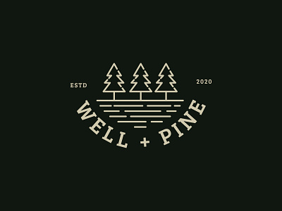 well + pine logo proposal branding emblem logo fitness logo illustration lake logodesign minimal mountain nature pine pine tree retro river sports logo vintage