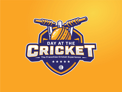 Day At The Cricket badge ball bat branding cricket emblem lettering logodesign logotype sport stump