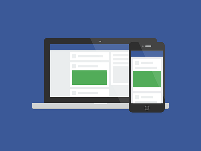 Facebook Placements advertising devices facebook flat illustration laptop macbook mobile news feed nexus phone placements