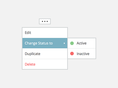 Context Menu active context menu dropdown inactive options select status