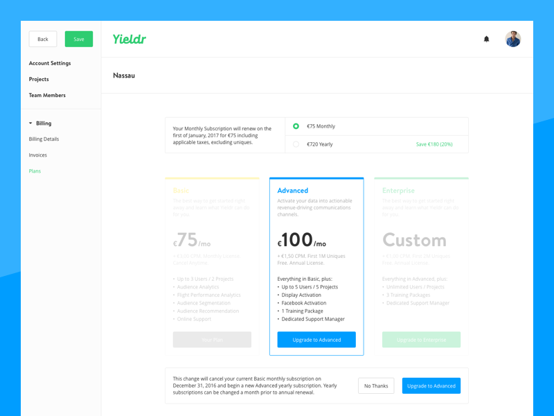 Pricing & Plans upgrade billing editor settings account pricing plan plans pricing