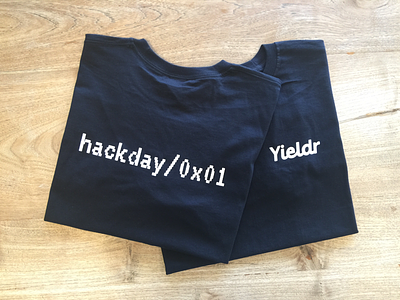 Hackday/0x01 developers hackathon hackday swag t-shirt yieldr