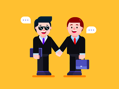 Make the deal! business businessman character connection contract customer deal design freepik graphic handshake hiring illustration mascot negotiation offer partner vector visual design welcome