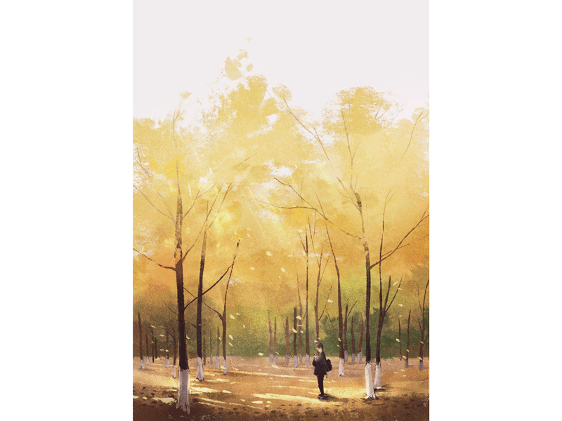 Autumn in Beijing gif illustration painting story