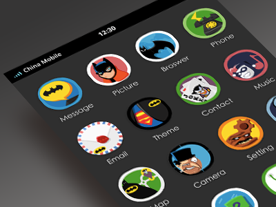 Batman Style icons mobile pixel ui