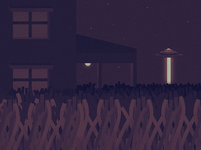 UFO animation farm illustration lazer night ufo