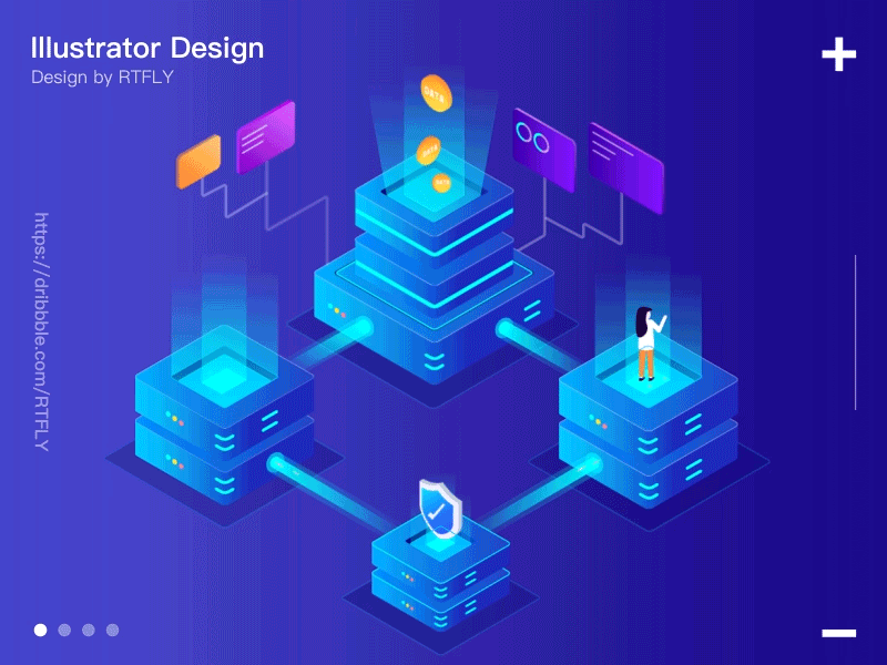 Data factory 2.5d after effects blue data design illustration motiongraphics particle uiux web