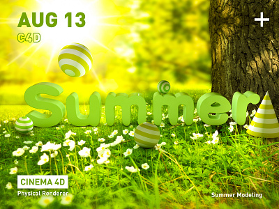 Summer cinema4d color design grass green illustration sunmmer