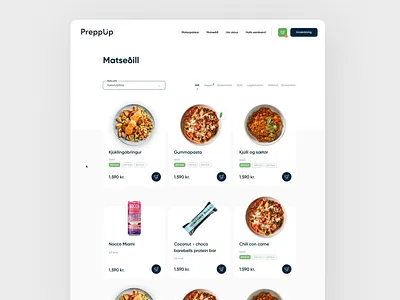 Food prep webshop animation blue calories food green iceland modal nutrition restaurant shop uiux webshop webstore whitespace