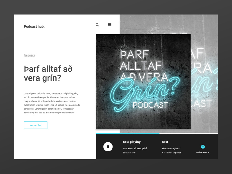 podcast hub add new ux design desktop application ui elements uidesign player ui player podcast