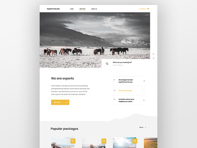 Traveling with experts cards design divider favourites iceland mountains search box section table design travel agency uidesign ux design yellow