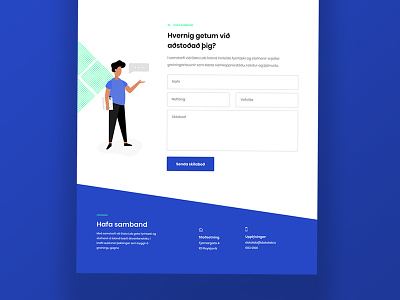 Footer design blue contact form contact page contact us data footer iceland illustration