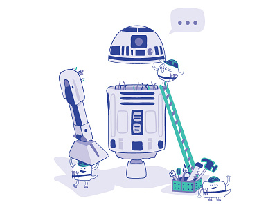 Building your first chatbot app automation blog post chat bubble chatbot conversational commerce illustration message r2d2 robot star wars vector