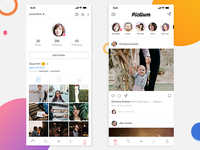 Social Sharing App app design instagram mobile redesign social ui