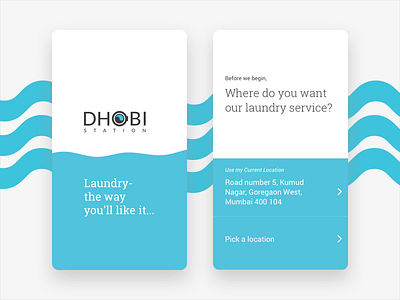 Laundry App app blue clean design laudry laundromat minimalist design on boarding splash screen ui wash wave