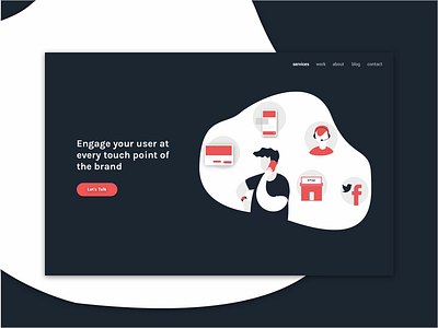 Service landing page exploration black ui clean illustration landing page omnichannel service ui ux