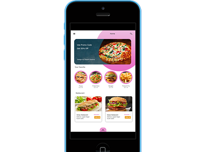 food app design iphone5c blue portrait restro app design