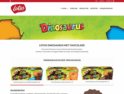 Lotus bakery - webpage concept - Dinosaurus koeken belgium food sketch ui webdesign