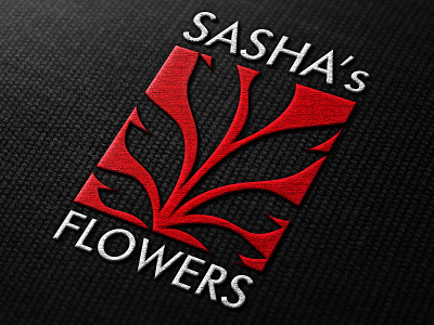 Sasha's flowers logo branding flowers identity logo red stitched