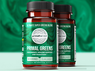 Primal Greens Label amazon design label label design package typography