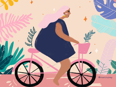 Cool girl on a Bike bike colorfull doodle flowers girl graphic graphic design illustration illustrator procreate