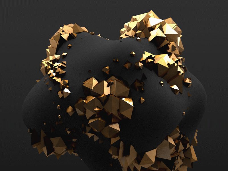 Gold Crystals 3d animation c4d cinema4d crystal gif gold maxon render