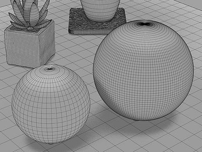 Wireframe c4d chrome cinema 4d hdri photorealism render spheres wireframe