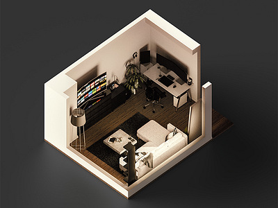 Isometric Living Space Sunlight