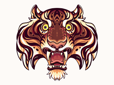 Yellin' Tiger animal animal art design illustration tiger