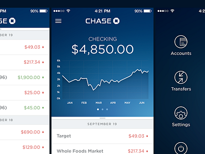 Chase Bank App Exploration banking drawer graph icons ios menu ui